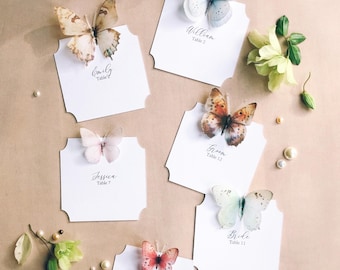 Butterfly PLACE CARDS Personalised calligraphy Name Wedding Birthday Bridal Baby Shower Garden Party Botanical Decor ~ Custom Orders Welcome