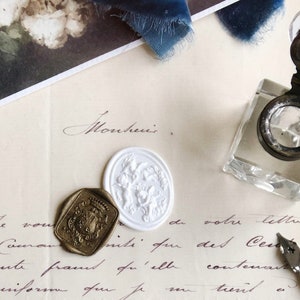 Conjunto de lacres de cera: LOVE ANGELS Branco Oval Casamento flat lay styling Adereços Convites Papelaria Envelopes Querubim Cupido Fairycore Coquette decoração