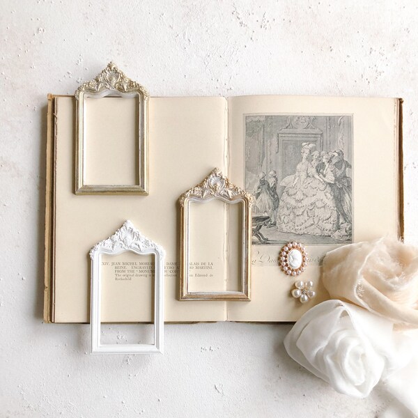 Baroque Picture Frame Fine Art Wedding Photography Flatlay styling props French Vintage Antique Small Mini White Gold Oil Painting artists