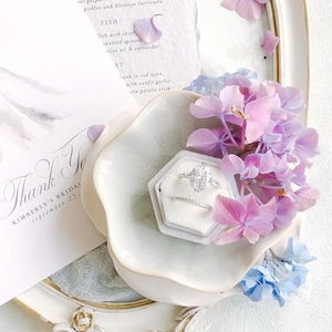 FLOWER shape Trinket Dish, Light Grey ~ Ring Box, Jewelry Stand ~ Fine Art Wedding Photography Flat Lay Props Small Plate Product Display