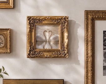 Ornate Gold Picture Frame, Antique, Vintage Style Photo Frame 6x6” (16x16 cm) Free Standing, Wall Hanging, Wedding Photo Frame Coquette Home