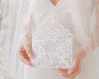 Wedding Lace Envelope 17.5x12.5cm 7x5’ A5/C5 Fine Art Wedding flat lay props 35+ COLOURS White Gold Black Green Burgundy Pink 3D printed