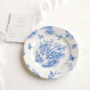 Toile de Jouy Plate 17cm Churchill NEW ~ Wedding Cake Food Photography Flat Lay Styling Props Vintage Blue & White Transferware