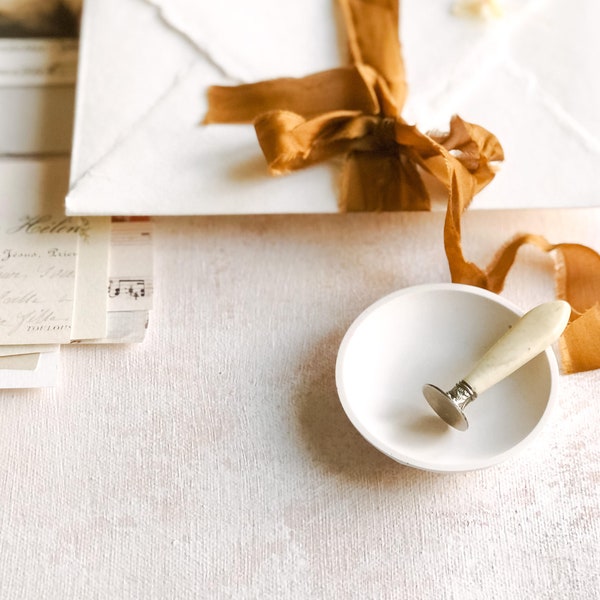 Small Trinket Dish ~ Wedding Photography Flat Lay Styling / White Clay Hand made Mini Plate for Stamps, Rings, Pin, Wax Seals etc