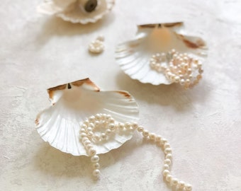 Natural Sea Shell Pearl White ~ Wedding Photography Flat Lay Styling Props Small Trinket Dish for Stamps Rings Pin Wax Seals Light Atelier