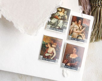 Fine Art Stamp set x 4 ~ Tiziano paintings Italy ~ Wedding Photography Flat lay styling props Antique Vintage Baroque by Light Atelier