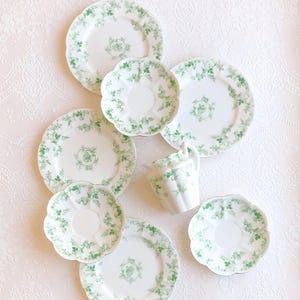 Antique Cake Side Plate 6” and 7” Roses Swags & Garlands by Foley, England 1905 ~ Wedding Food Photography FlatLay Styling Props Vintage