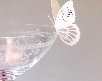50 Decorazioni Per Bicchieri A Forma Di Farfalla In Carta - Ideali Come Segnaposto Per Matrimoni, Compleanni E Feste - 11x7 Cm, Blanc Glacée - 4