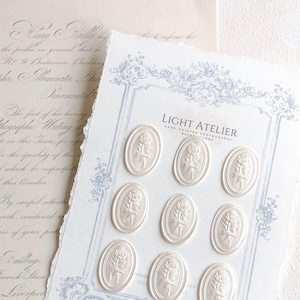 Ensemble de sceaux de cire ovales roses blanches nacrées + autocollants auto-adhésifs faire-part de mariage papeterie enveloppes style coquette baroque accessoires à plat