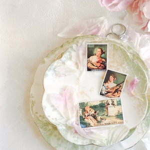 Conjunto de 3 carimbos vintage, Itália ~ Fotografia de casamento de belas artes, adereços de estilo flatlay, paleta de bege verde vitoriano barroco antigo