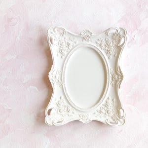 White Roses Ornate Picture Frame ~ Photo, Fine Art Painting, Wedding flat lay props Coquette Home Decor Gift Antique Vintage French
