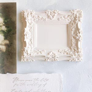 Small Ornate Picture Frame ~ White Photo Frame Fine Art Wedding flat lay props, Coquette Painting Home Decor Gift Antique Vintage French