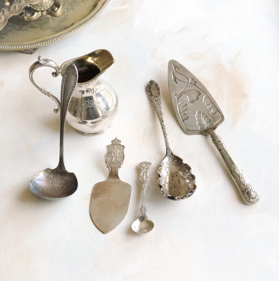 Antique Silver Plated Spoons Jug/flower Vase Fine Art Wedding