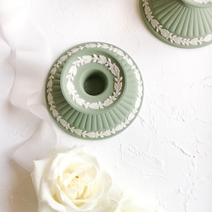 CANDLESTICK HOLDER Wedgwood Jasperware Sage Green ~ Wedding Photography Flat Lay Styling Props Vintage Antique Baroque Victorian Style