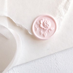 ROSE PEONY ワックスシール ~ ピンク クリーム ホワイト ブルー ゴールド 結婚式招待状、新生児 女の子 誕生日 ガーデンパーティー招待状 文房具 封筒