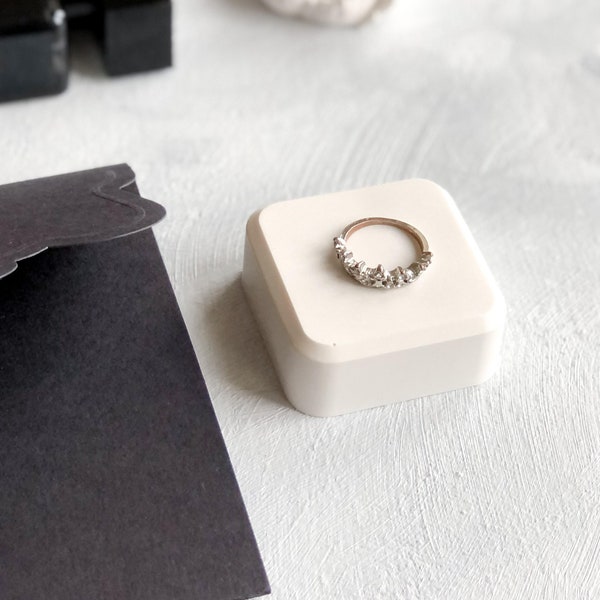 Small Square Block for Wedding Flat Lay Photography Styling / Product display stand / Wedding Ring Box riser, Plain White colour