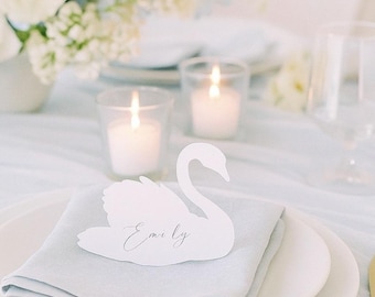 Tarjetas de mesa para bodas WHITE SWAN Tarjetas de acompañamiento independientes Tarjetas de nombre Número de mesa Tarjetas de lugar personalizadas Despedida de soltera Baby shower