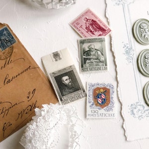Conjunto de carimbos Michelangelo x 4, Vaticano Itália ~ Fotografia de casamento de belas artes Flatlay styling props Antique Vintage Barroco Cristão Vitoriano