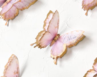 Wedding PLACE CARDS Butterfly Name TAG Badge, Escort Cards Baby Shower Bridal Shower Vintage style Garden Party Princess Fairycore Birthday