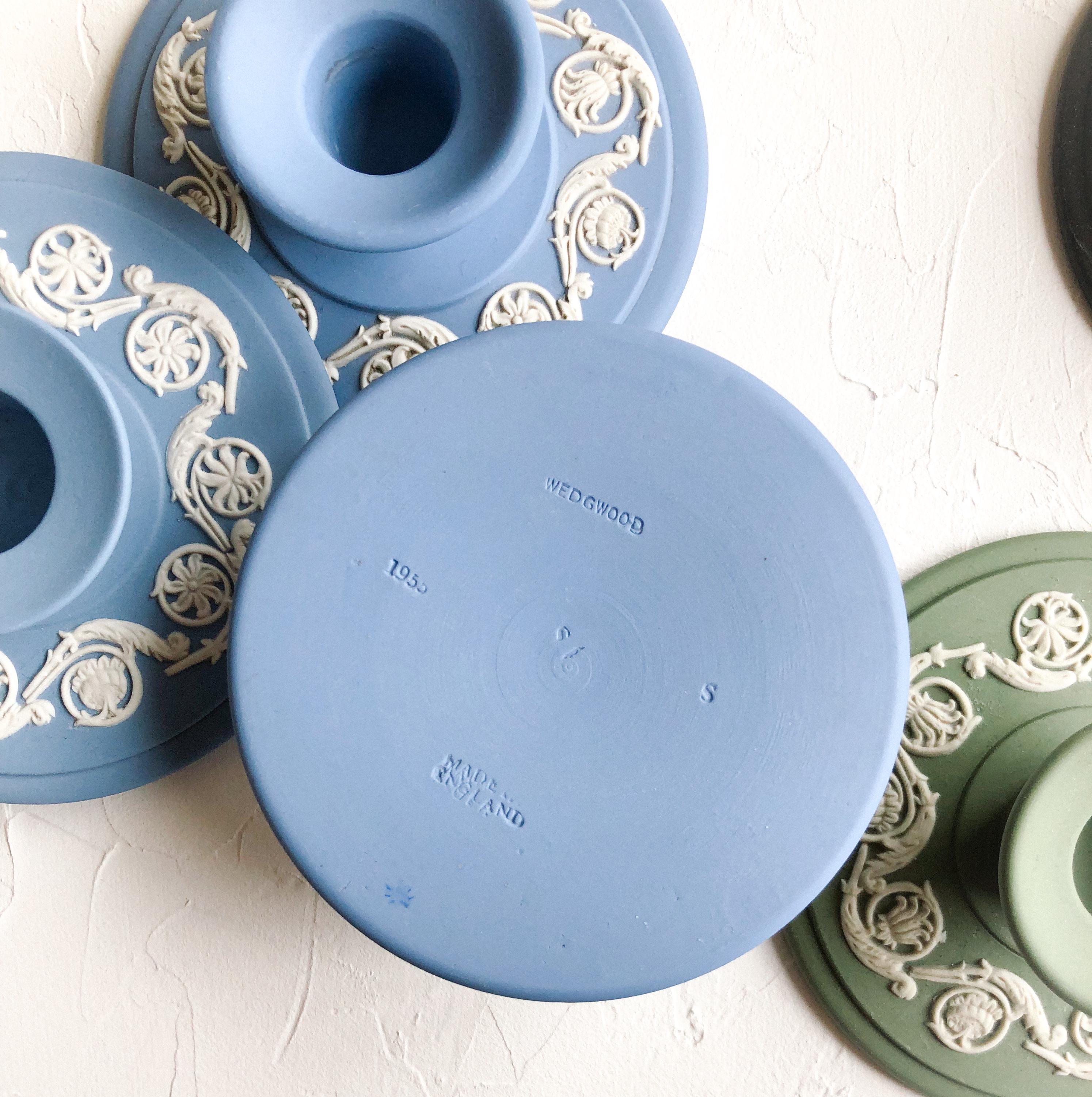 キャンドルホルダー ウェッジウッド ジャスパーウェア ブルー ブラック