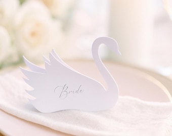 Tarjetas de lugar para bodas CISNE BLANCO Independientes Colocaciones personalizadas Nombres de caligrafía Mesa de boda Despedida de soltera Pedido personalizado Bienvenida