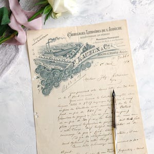 Carta de caligrafía antigua en francés 1901 Francia Bellas Artes Fotografía de bodas Accesorios de estilismo Flatlay Antiguo Barroco Victoriano Manuscrito