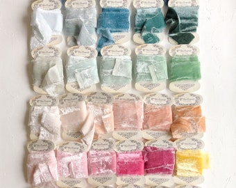 Seide SAMTBAND Fransen Saum ~ Hochzeitsfotografie Flatlay Styling Requisiten Pastell Grün, Blau, Pink, Beige Creme
