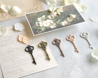 Baroque style Metal Key ~ Fine Art Wedding Photography Flatlay styling Props Old Vintage Victorian Large Antique Gold Bronze Light Atelier
