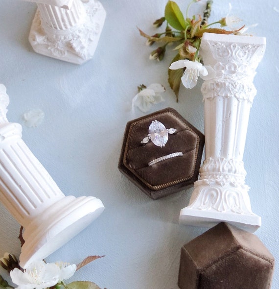 Buy Wedding Ring Box: Chocolate Brown DOUBLE Ring Fine Art - Main Image