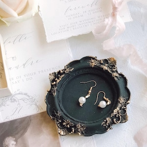 Baroque Style Trinket Dish Black / Gold ~ Fine Art Wedding Photography Flat Lay Styling Props ring jewelry jewellery small Antique Vintage