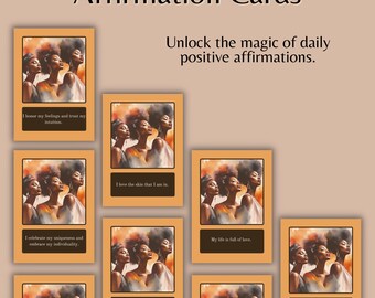 Digital positive affirmation cards ,self-care, printable affirmation cards, AI art, motivational affirmation cards PDF,Affirmation downloads