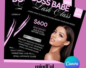 Digital Lash Class Flyer | Digital Hair Flyer | Custom Salon Flyer Template | DIY Cosmetic Flyer | Digital Hair Salon Marketing Template