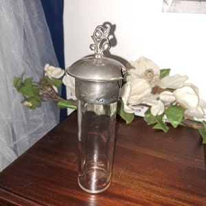 Glass Cylinder L- 168 antique  with Metal lid