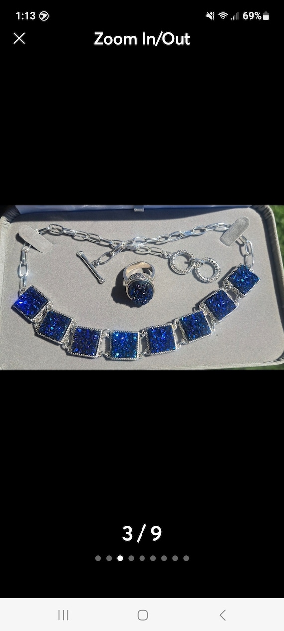 Sterling Silver .925 Marked. Two pc set Blue Druzy