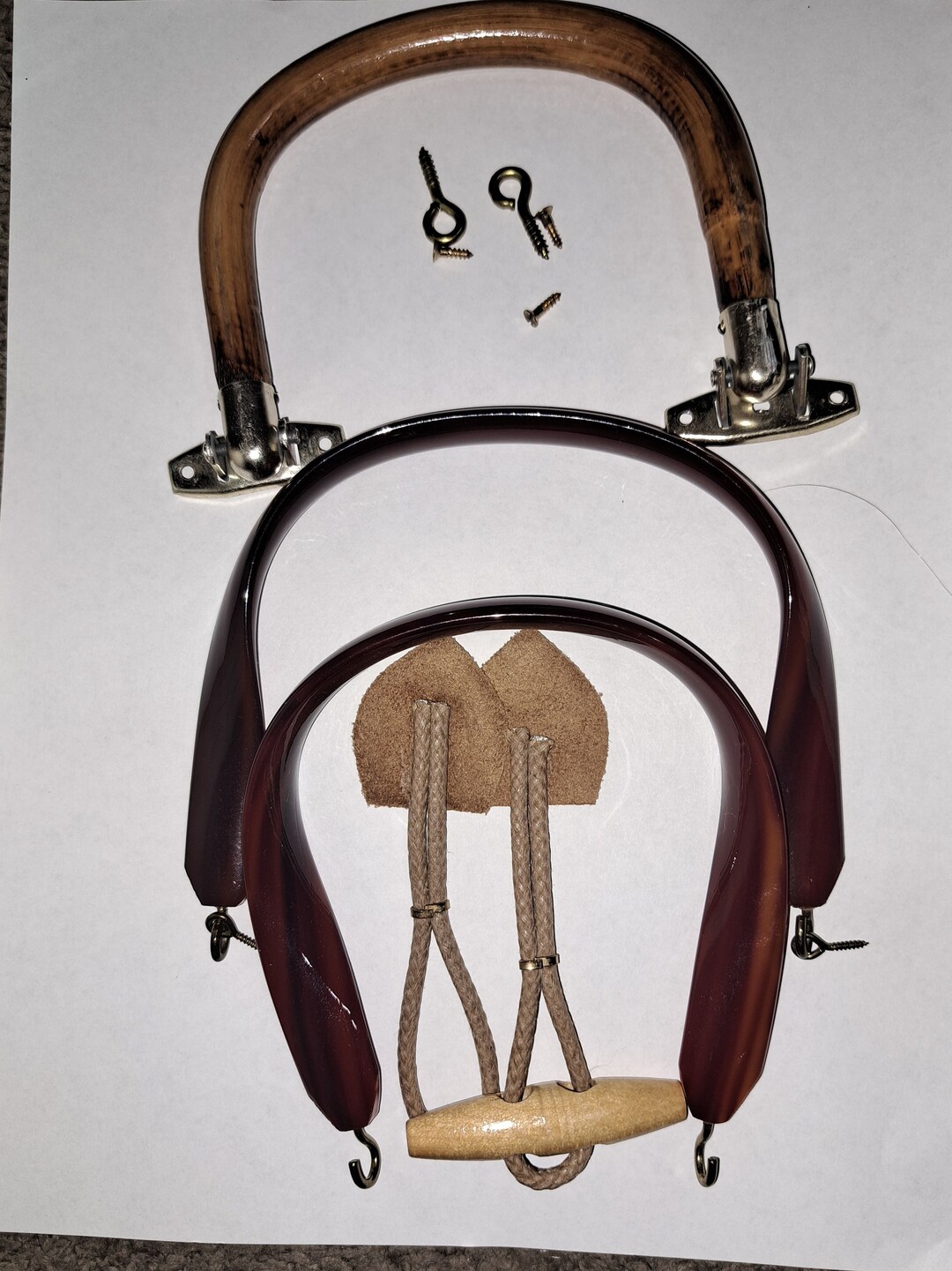 Two Vintage Purse Handles Replacement by ROYAL COAT Light Brown Amber