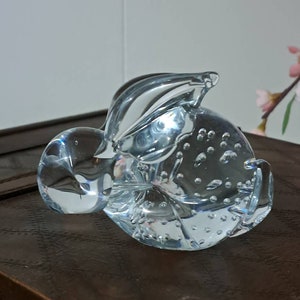 Glass art paperweight Bunny controlled bubbles clear Bunny Rabbit free shipping