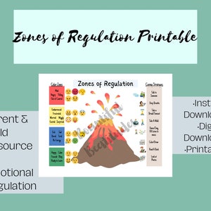 Zones of Regulation Printable | Emotions Chart | Children's Printables | Color Zones | Color Zones of Regulation
