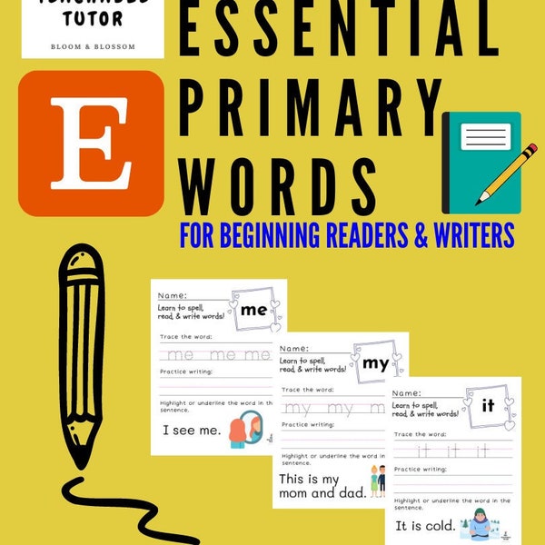 First 25 Primary Words For Beginning Readers and Writers