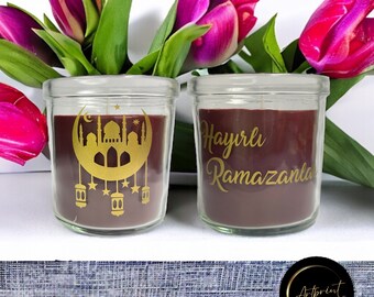 Duftkerze im Glas - dekoriert, personalisiert für verschiedene Anlässe, Ramazan, Ramadan, Eid, Bayram.