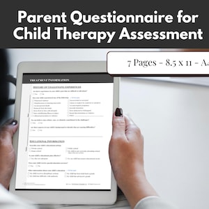 Child Therapy Client Assessment Form Questionnaire | Mental Health Digital Downloads | Client Intake for Child Therapists and Counselors