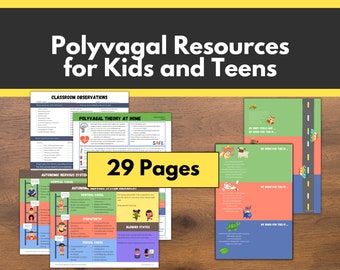Polyvagal Theory Savings Bundle for Children and Teens  | Mental Health Digital Downloads | CBT Worksheets for Therapists and Counselors