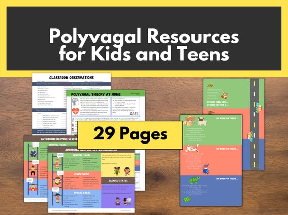 Polyvagal Theory Savings Bundle for Children and Teens  | Mental Health Digital Downloads | CBT Worksheets for Therapists and Counselors