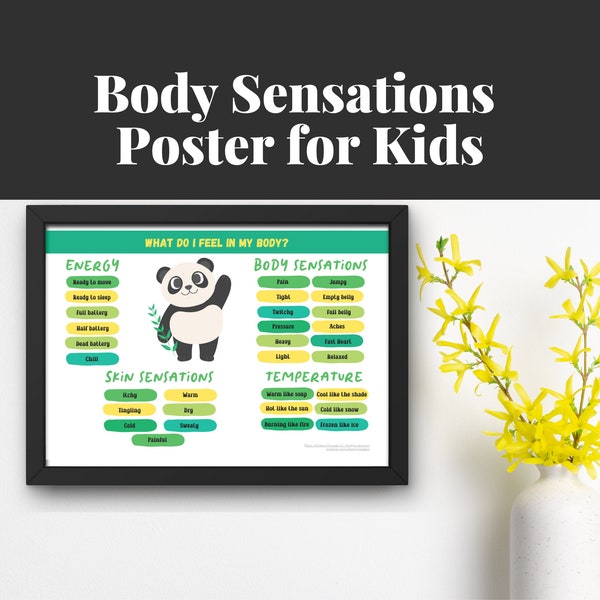 Colorful Body Sensations Mental Health Poster for Kids | Mental Health Digital Download | Somatic Poster for Child Counselors and Therapists