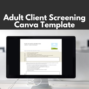 Adult Client Screening Canva Template, Client Assessment Worksheet | Mental Health Digital Downloads | Client Intake Form for Therapists