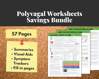 Polyvagal Theory Worksheets Savings Bundle, Polyvagal Worksheets | Mental Health Digital Downloads | Mental Health Worksheets for Therapists