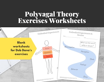 Polyvagal Theory Exercises Worksheets | Mental Health Digital Downloads | Polyvagal Theory Worksheets for Therapists