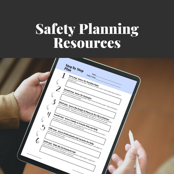 Essential Mental Health Safety Planning Worksheets | Mental Health Digital Downloads | CBT Worksheets for Therapists and Psychologists