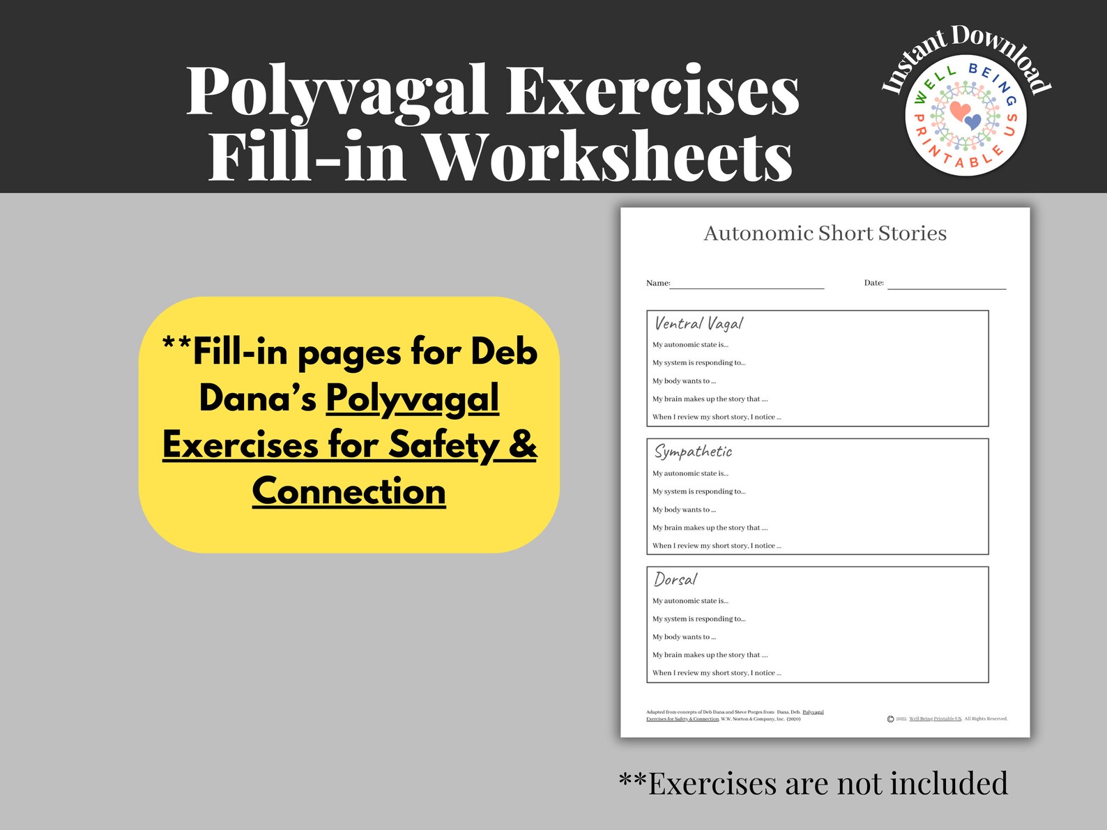 Polyvagal Theory Exercises Worksheets | Neuroception - Etsy UK