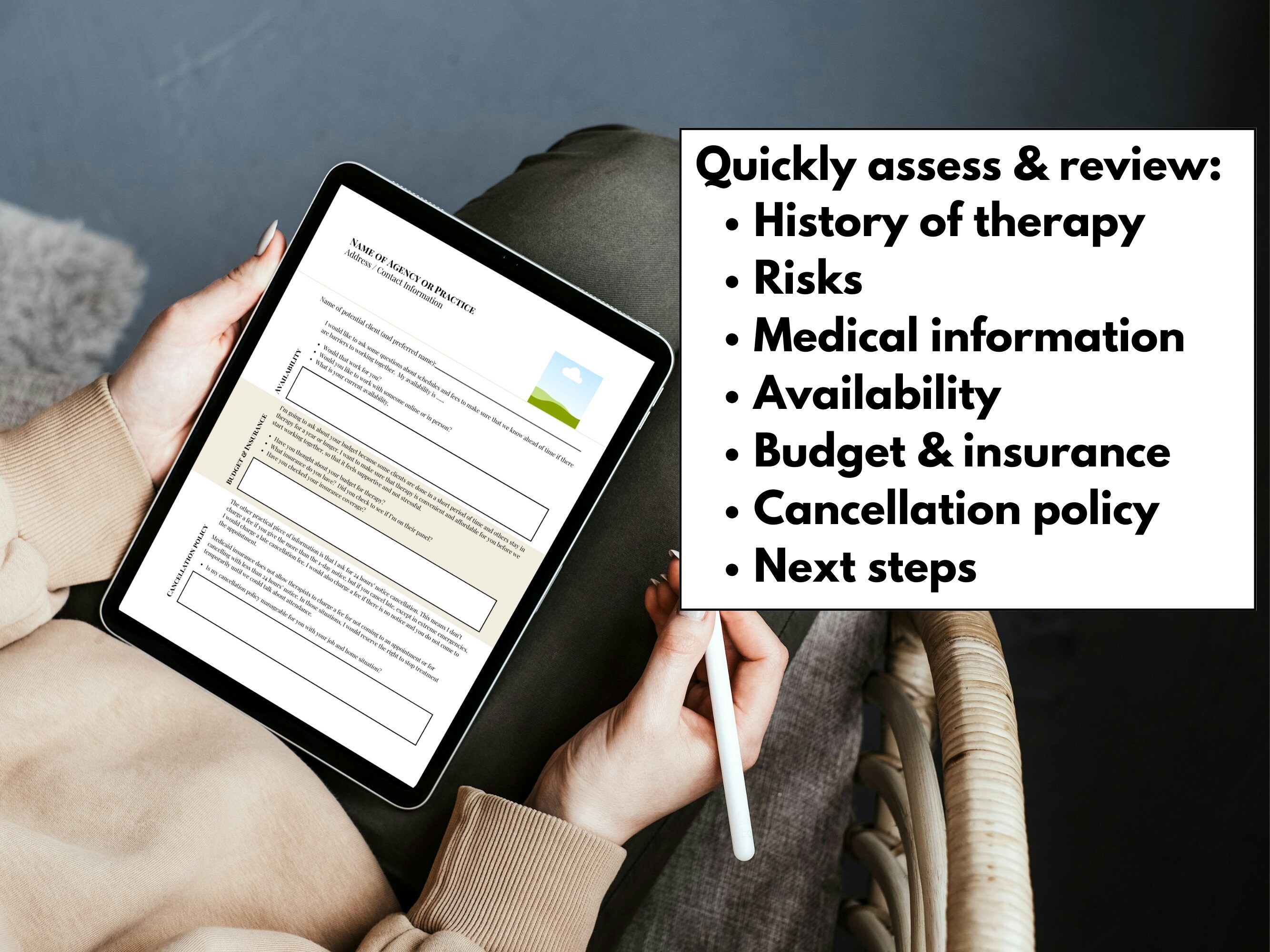 Adult Client Screening Canva Template, Client Assessment Worksheet ...