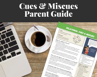 May include: A guide for parents on relational cues and miscues in children. The guide explains why children miscue, how to figure out if a behavior is a miscue, and what a typical miscue behavior looks like. The guide also includes a section on how to respond when a child miscues.